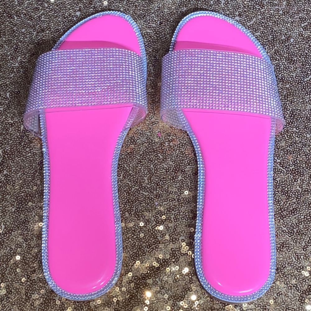 Pink Rhinestone Slippers